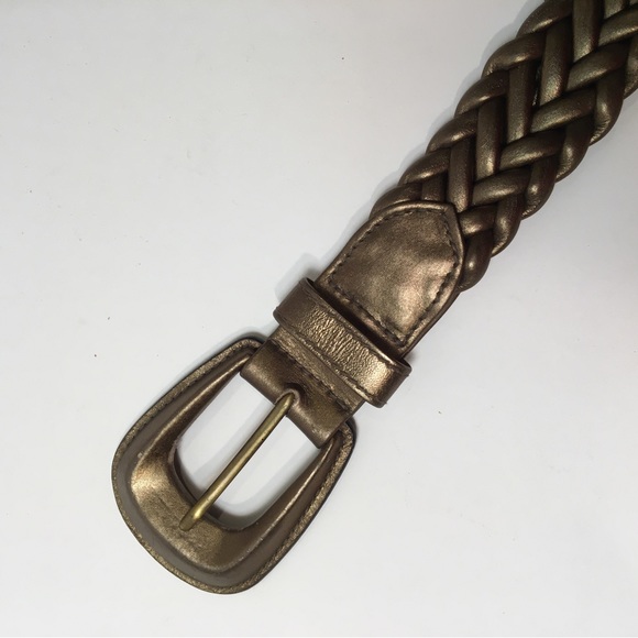 Vintage Brass colored braided leather belt main image 7